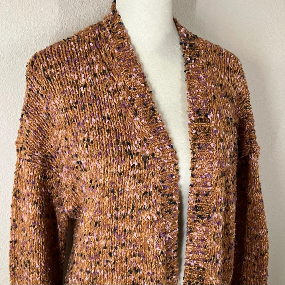 J JILL Chunky Open Front Cardigan L Slouchy Casual Sweater Work Travel Cotton